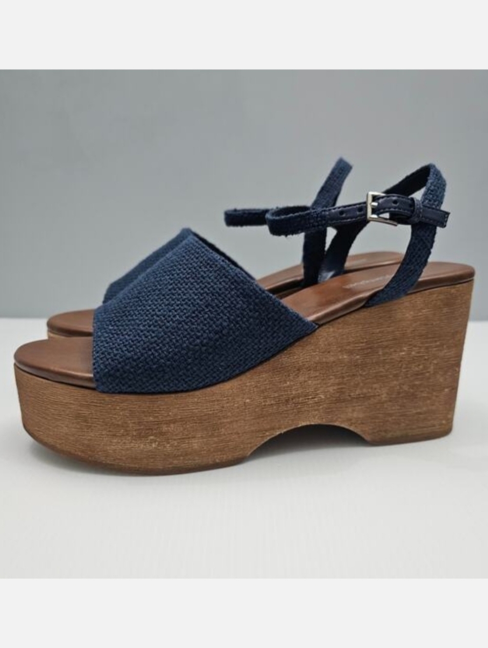 Jeffrey Campbell Navy Blue Woven Platform Sandals
